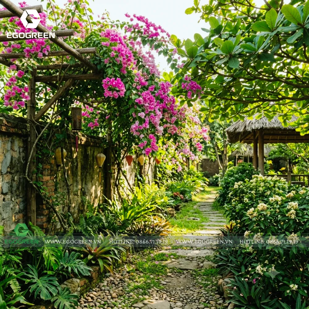 Một khu vườn có nhiều tầng cây xanh luôn mát mẻ hơn trong mùa hè.